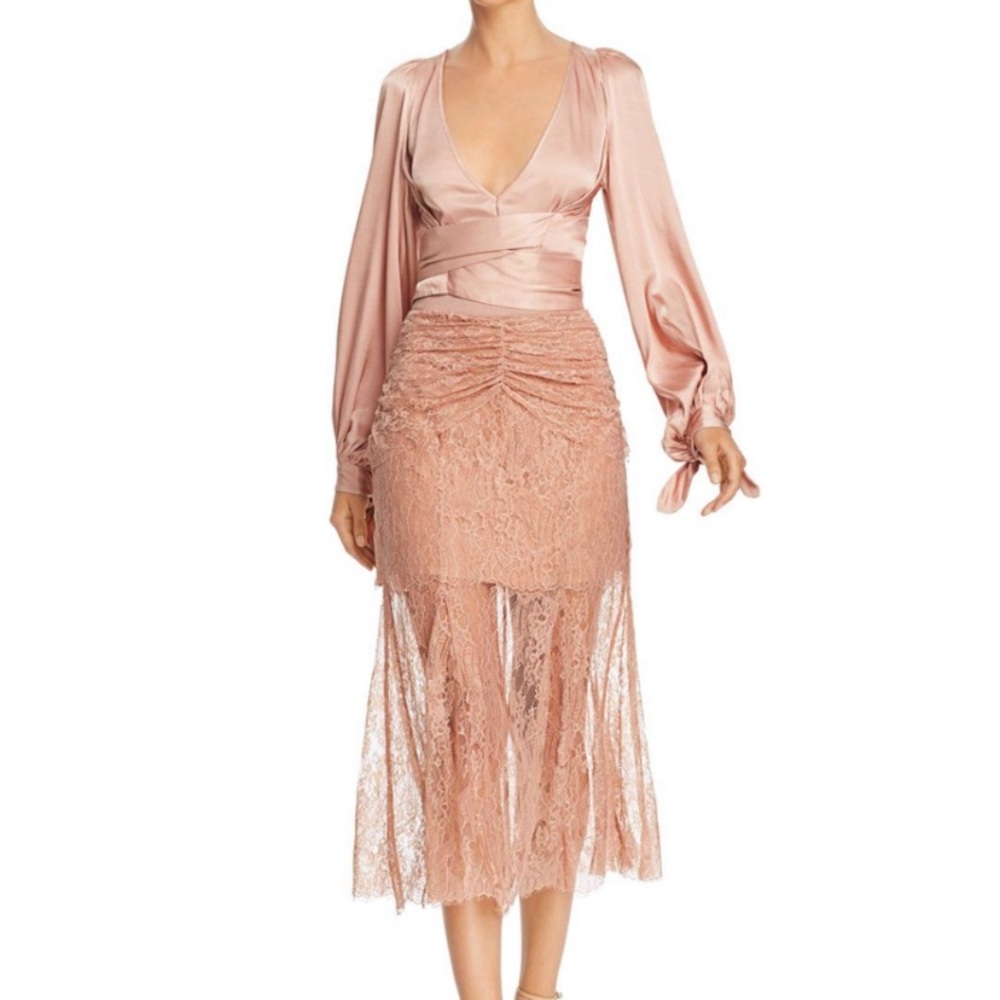 Alice McCall Dusty Pink Satin & Lace Crop Top